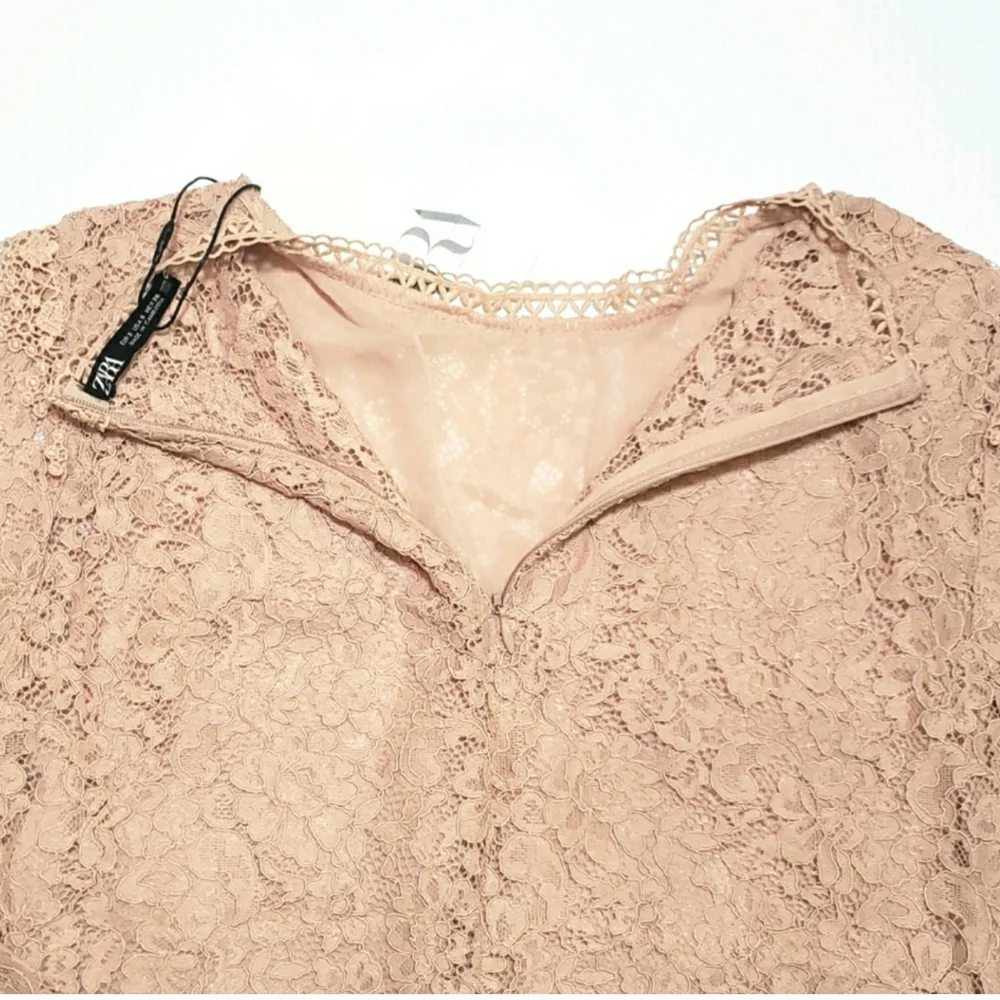 NWT Zara Long Sleeve Lace Crop Top - Picture 6 of 6